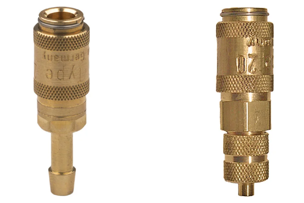 Гніздо швидкороз'ємного з'єднання DN2,7 з клапаном, з наконечником для шланга, латунь, серія 20KA